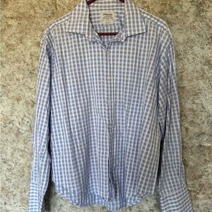 TM Lewin Light Blue Checkered Shirt Men's